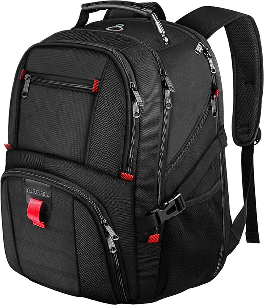 Backpack for Men,Extra Large 50L Travel Backpack with USB Charging Port,Tsa Friendly Business College Bookbags Fit 17 Inch Laptops,Black